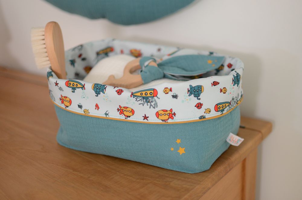 Grand panier de rangement Collection 'Sous-marins' Vert Céladon – Image 2