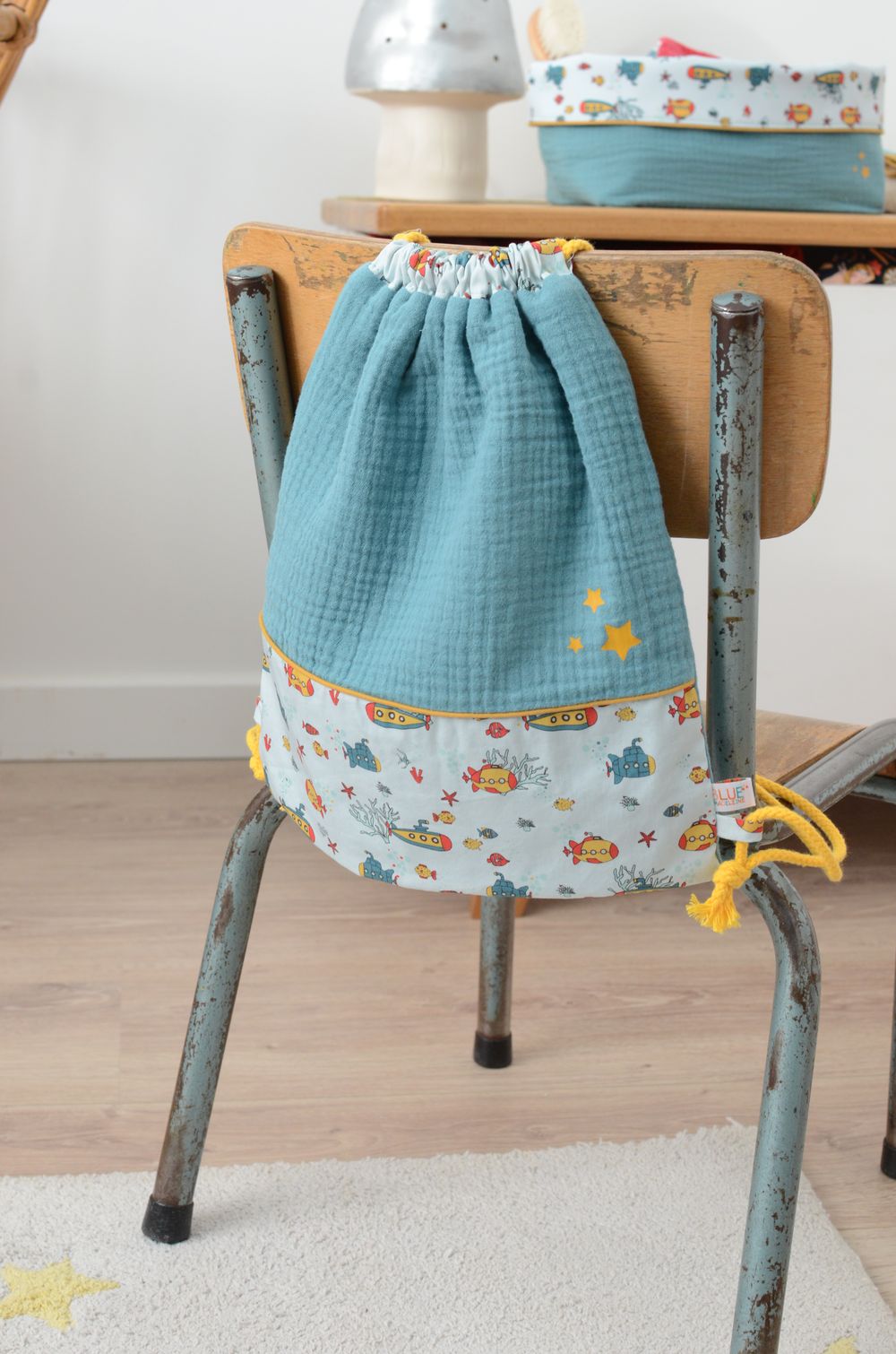 Petit sac à dos enfant coton bio rose | Animaux de la forêt – Image 2